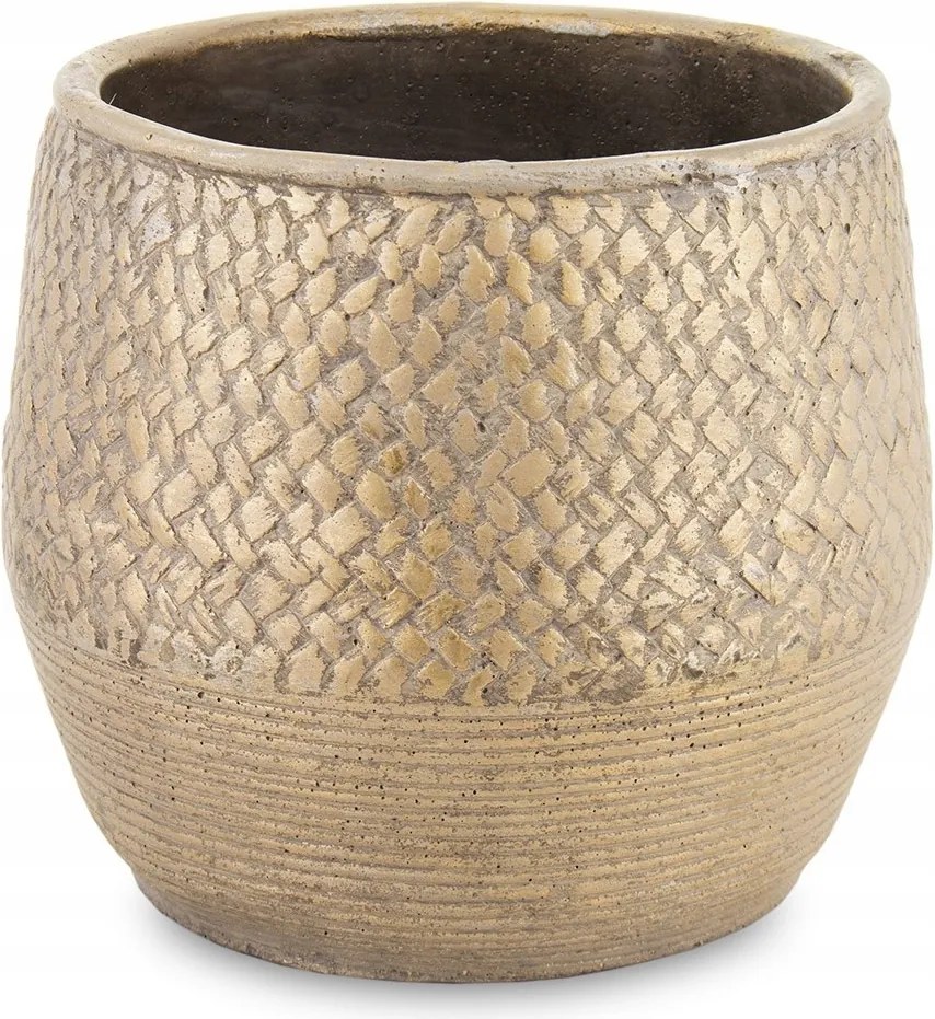 Cement Virágtartó 18x17cm Arany Díszített