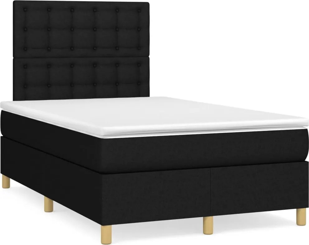 vidaXL fekete szövet rugós ágy matraccal 120 x 200 cm