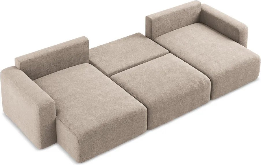 Bézs zsenília kinyitható-tárolóhelyes sarokkanapé (U alakú) Kona – Makamii