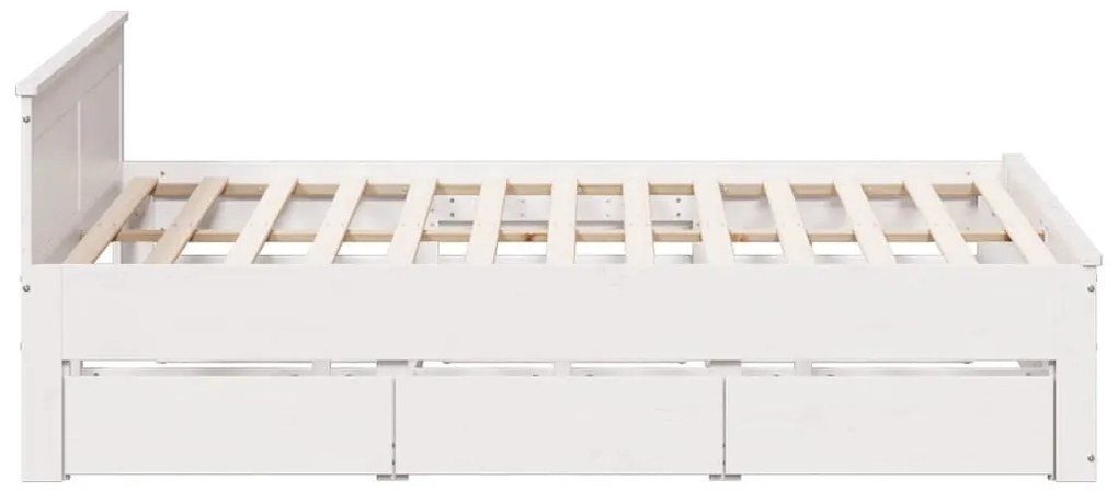 fehér tömör fenyőfa ágy matrac nélkül fejtámlával 200 x 200 cm