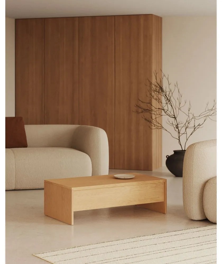 Natúr színű dohányzóasztal tölgyfa dekorral 60x110 cm Abilen – Kave Home