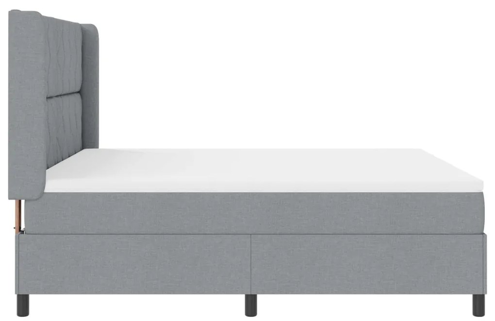 Boxspring Ágy Matrac S-LED Fénnyel Szürke 180x200 cm Szövet