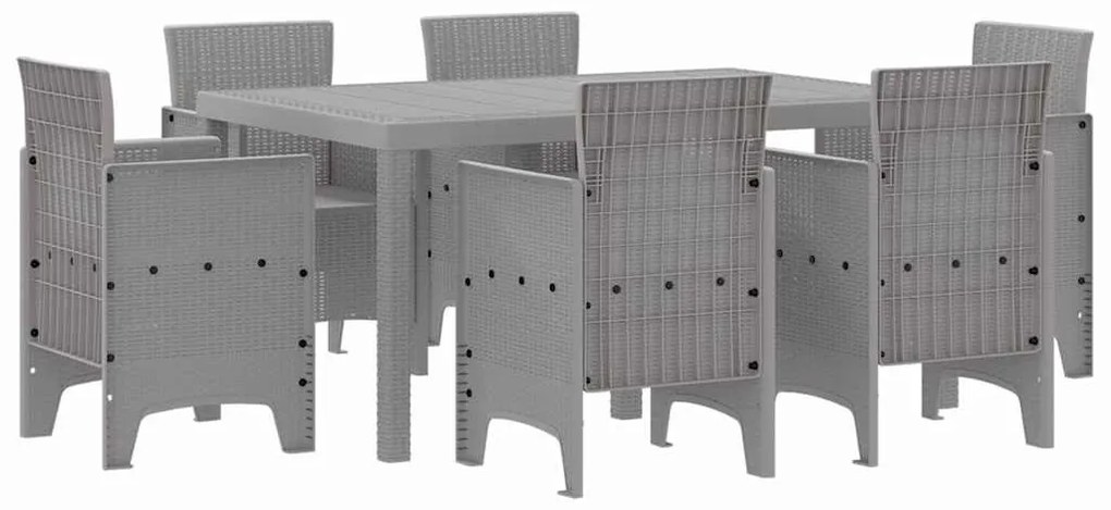 Kert étkező szett 7 pcs Világosszürke Polt rattan