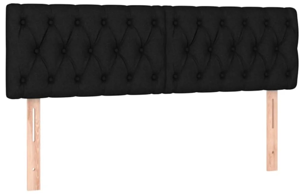 fekete szövet LED-es fejtámla 160x7x78/88 cm