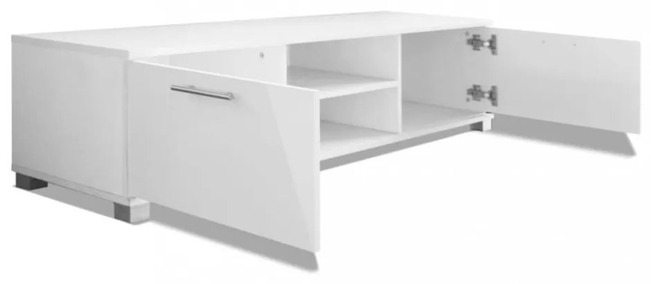 magasfényű fehér TV-szekrény 120 x 40,5 x 35 cm