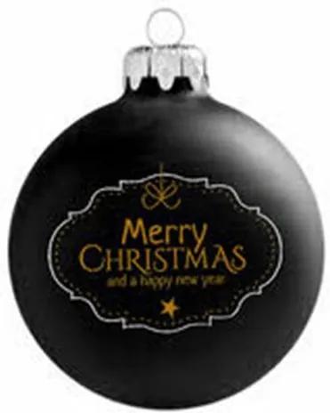 Merry Christmas fekete tampon ny. 8cm - Karácsonyfadísz