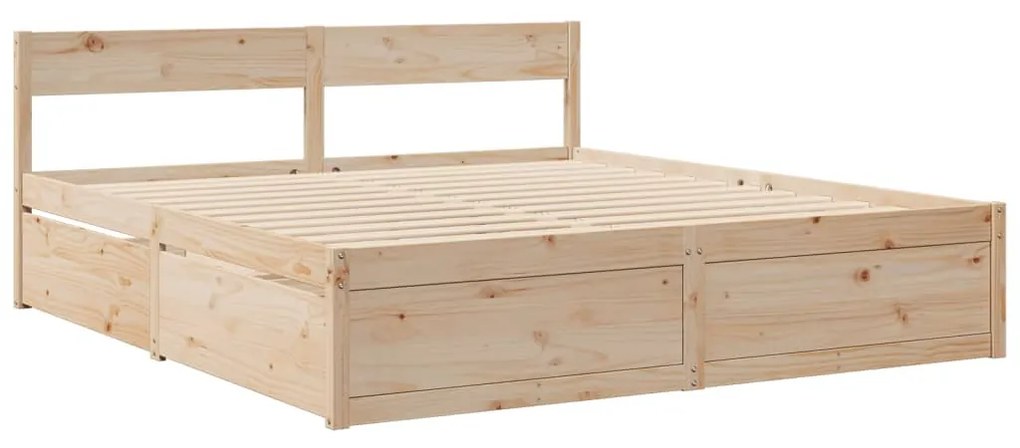 tömör fenyőfa ágy fiókkal és matraccal 200 x 200 cm