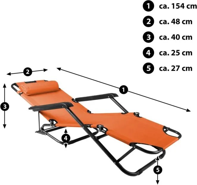 DIVERO Kerti összecsukható nyugágy orange