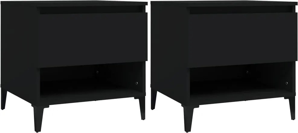 vidaXL 2 db fekete szerelt fa kisasztal 50 x 46 x 50 cm