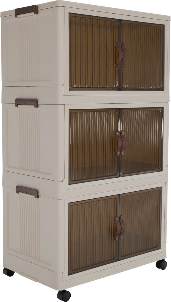 Összecsukható szekrény, fehér/barna, műanyag, POSA TYP 2