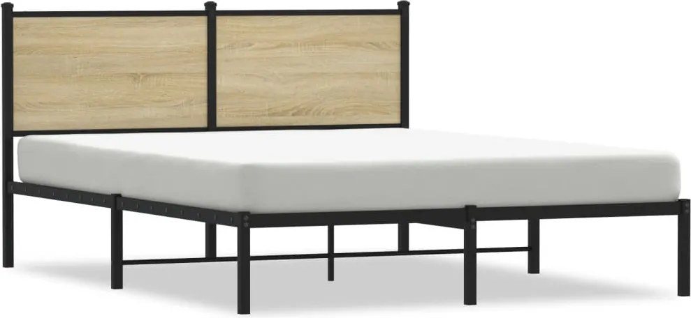 vidaXL sonoma tölgy színű fém ágykeret matrac nélkül 150 x 200 cm