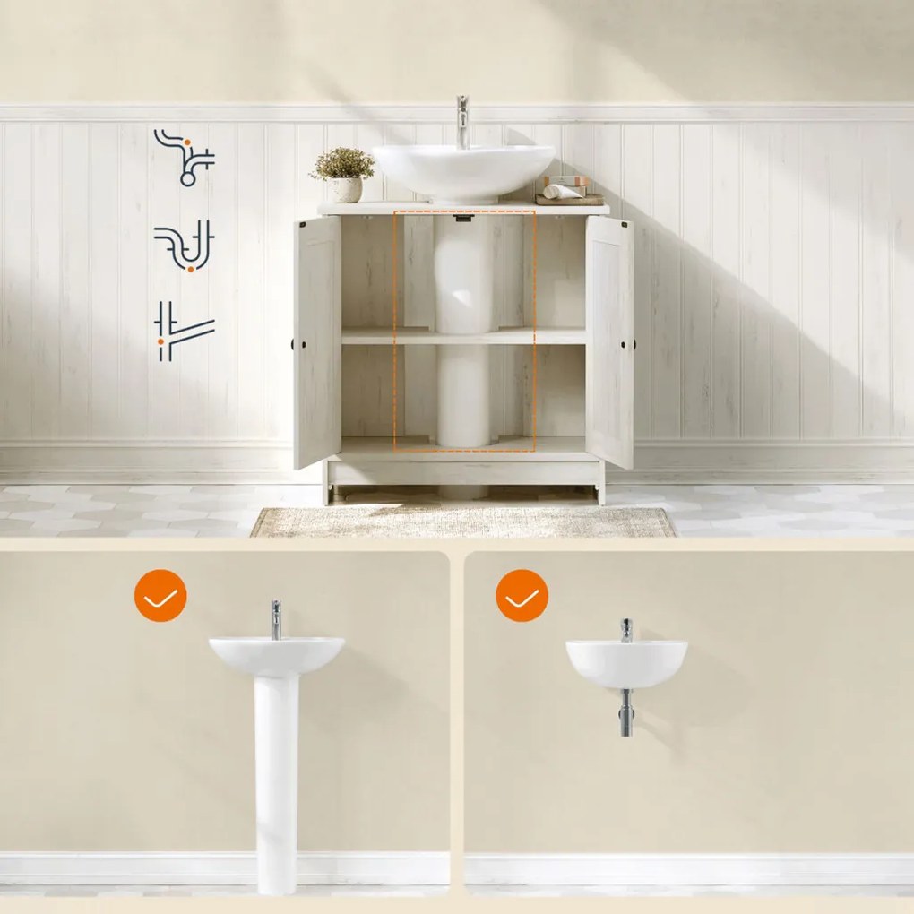 Fehér fürdőszobai szekrény AUK-E1155 WT, 60×30×61 cm