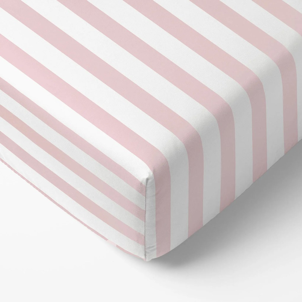 Goldea pamut gumis lepedő - púderrózsaszín csíkos 90 x 200 cm