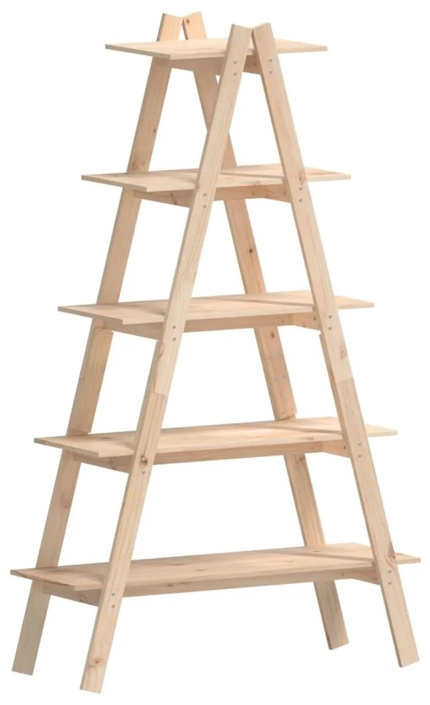 5 szintes A-alakú tömör fenyőfa polc 110 x 40 x 180,5 cm