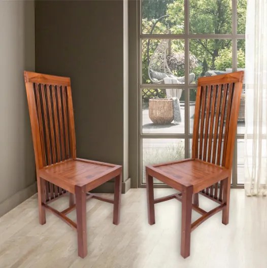 Étkezőszék szett 2 db DIVERO fa szék teakfa felülettel