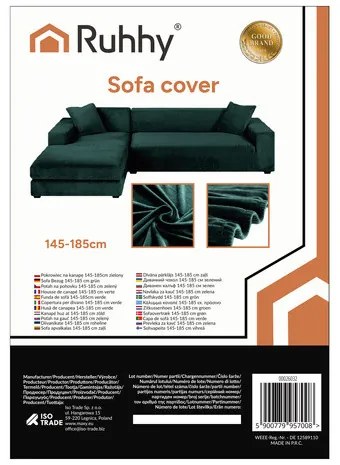 Kanapé huzat 145-185cm zöld Ruhhy 26032