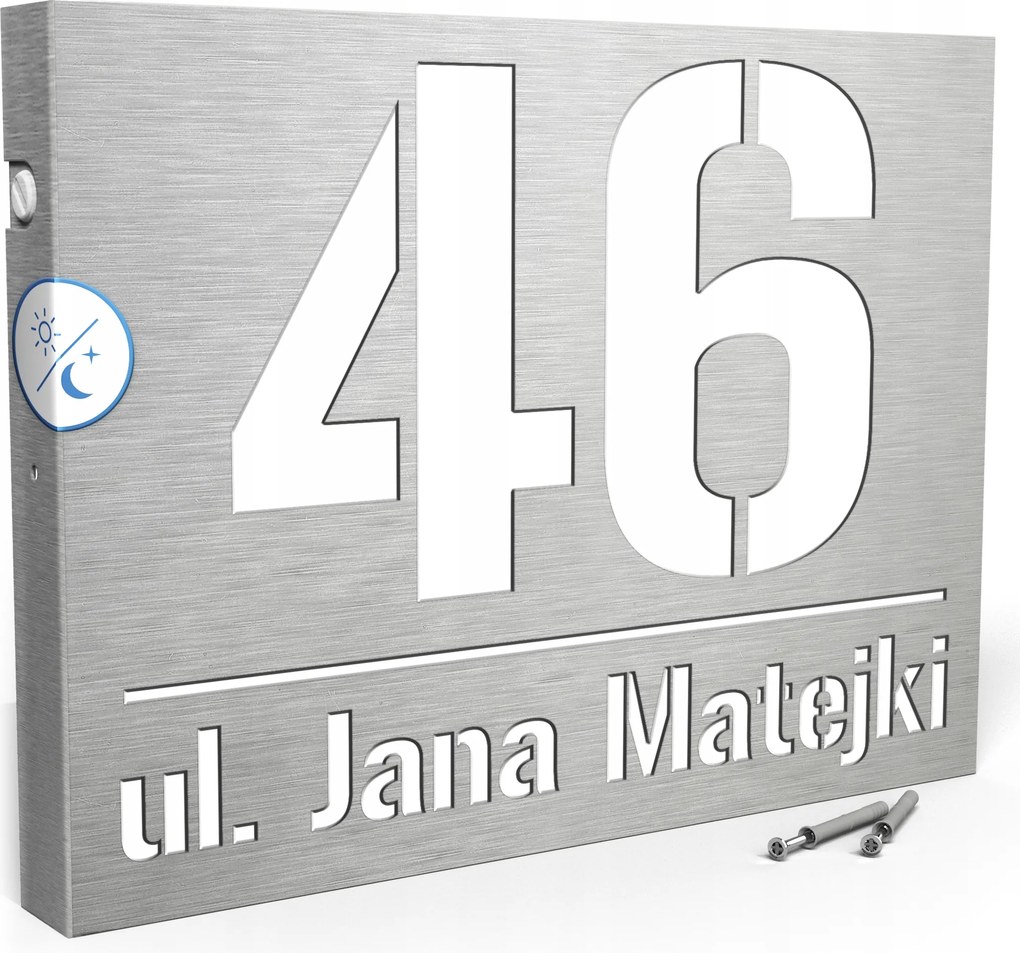 Szürkület Érzékelő Megvilágított Házszám Led Címtábla 40X30 cm