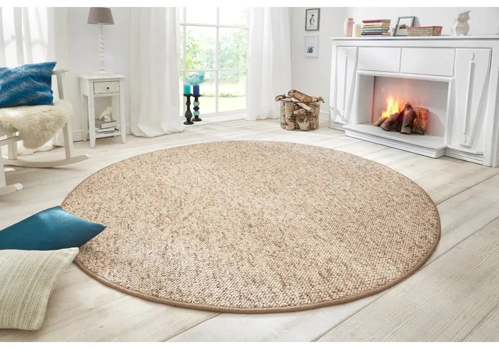 Világosbarna kerek szőnyeg ø 200 cm Wolly – BT Carpet
