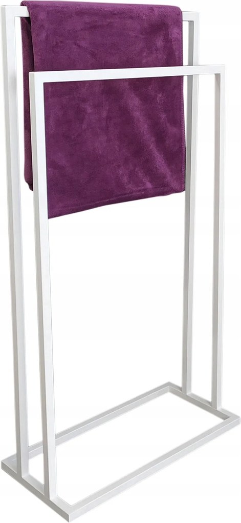 Modern Törölközőtartó állvány 2 karos fém Loft Fehér