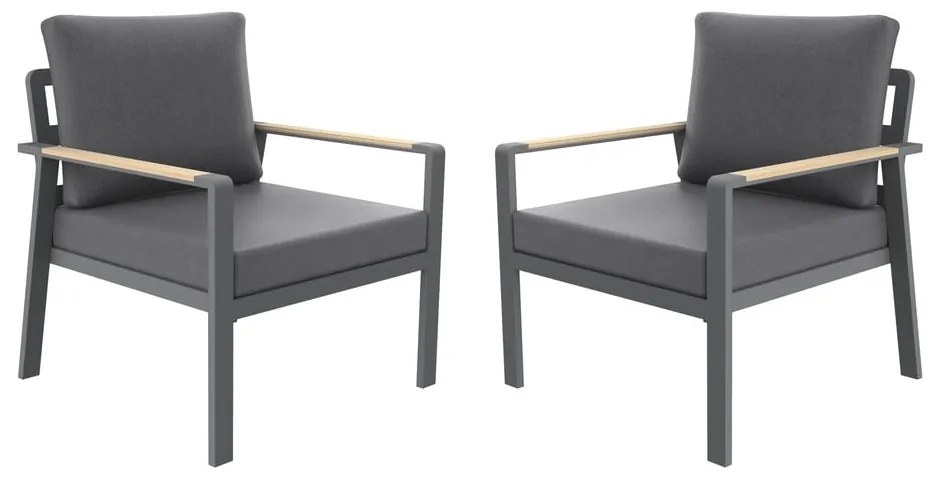 Sötétszürke fém kerti fotel Sibiu Duo – Rojaplast