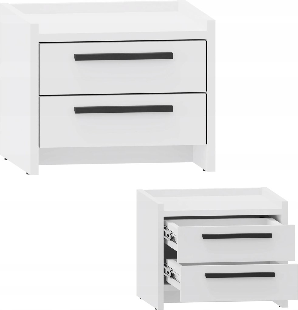 Komód szekrény Altivo 2SN fehér éjjeliszekrény hálószoba könyvespolc apróságok