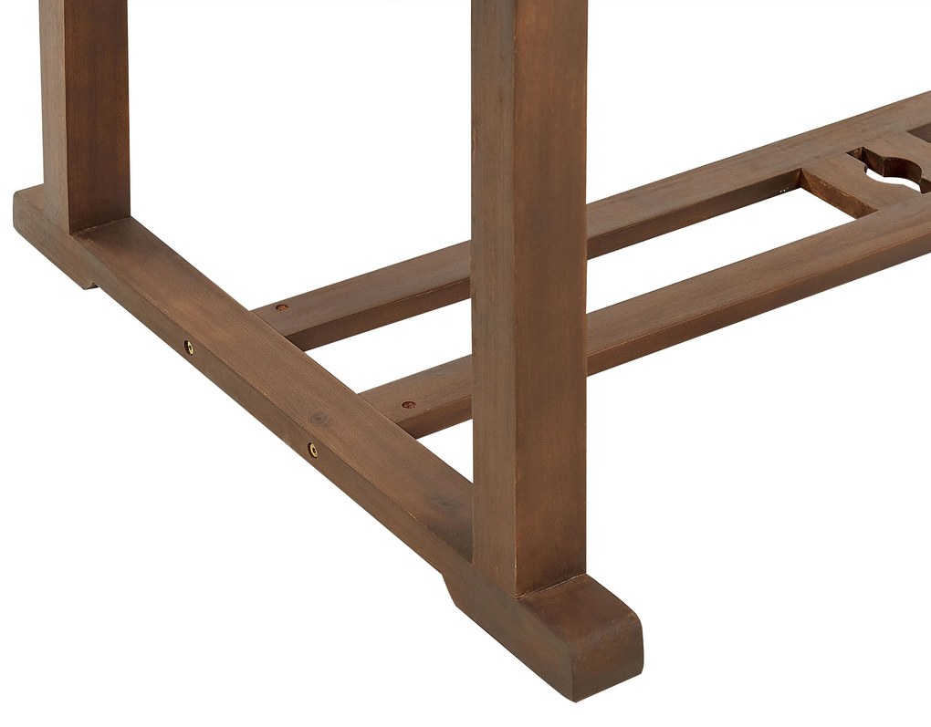 Sötétbarna akácfa kihúzható étkezőasztal 160 / 220 x 90 cm AMANTEA Beliani