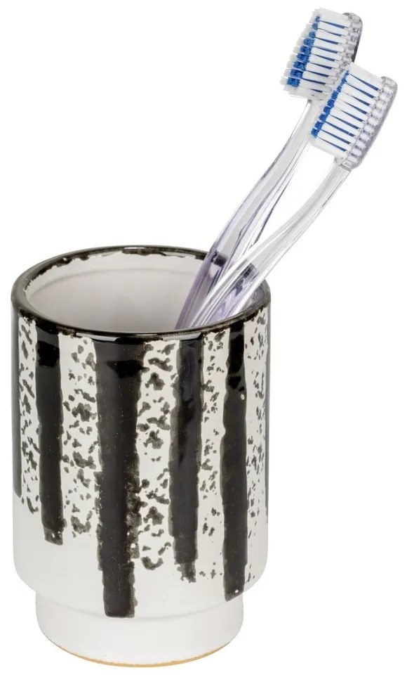 Fekete-fehér kerámia fogkefetartó pohár Subiza – Wenko
