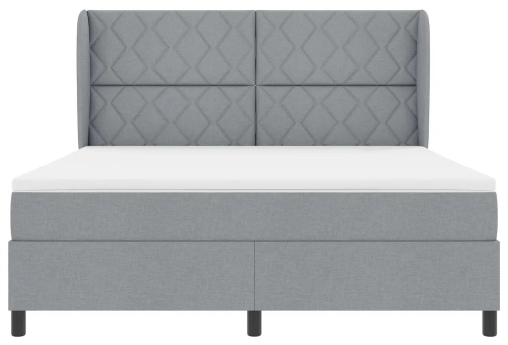 Boxspring Ágy Matraccal - Világosszürke, 180x200 cm, Anyag