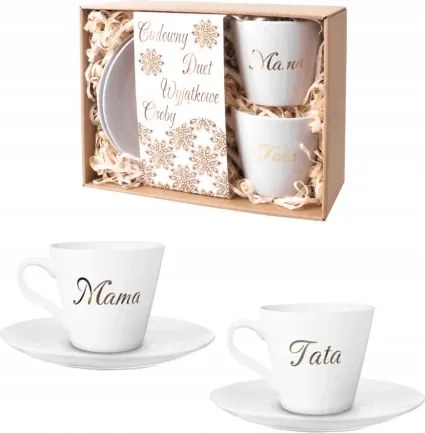 Elegáns 230 ml-es csészealj 2 db Anya Apa dobozban