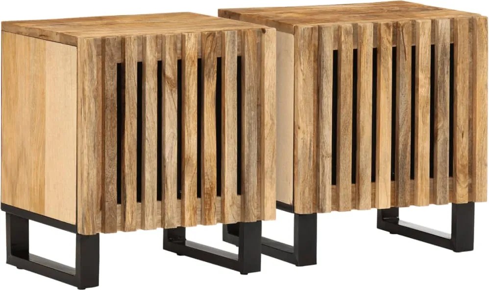 vidaXL 2 db tömör nyers mangófa éjjeliszekrény 40 x 34 x 46 cm