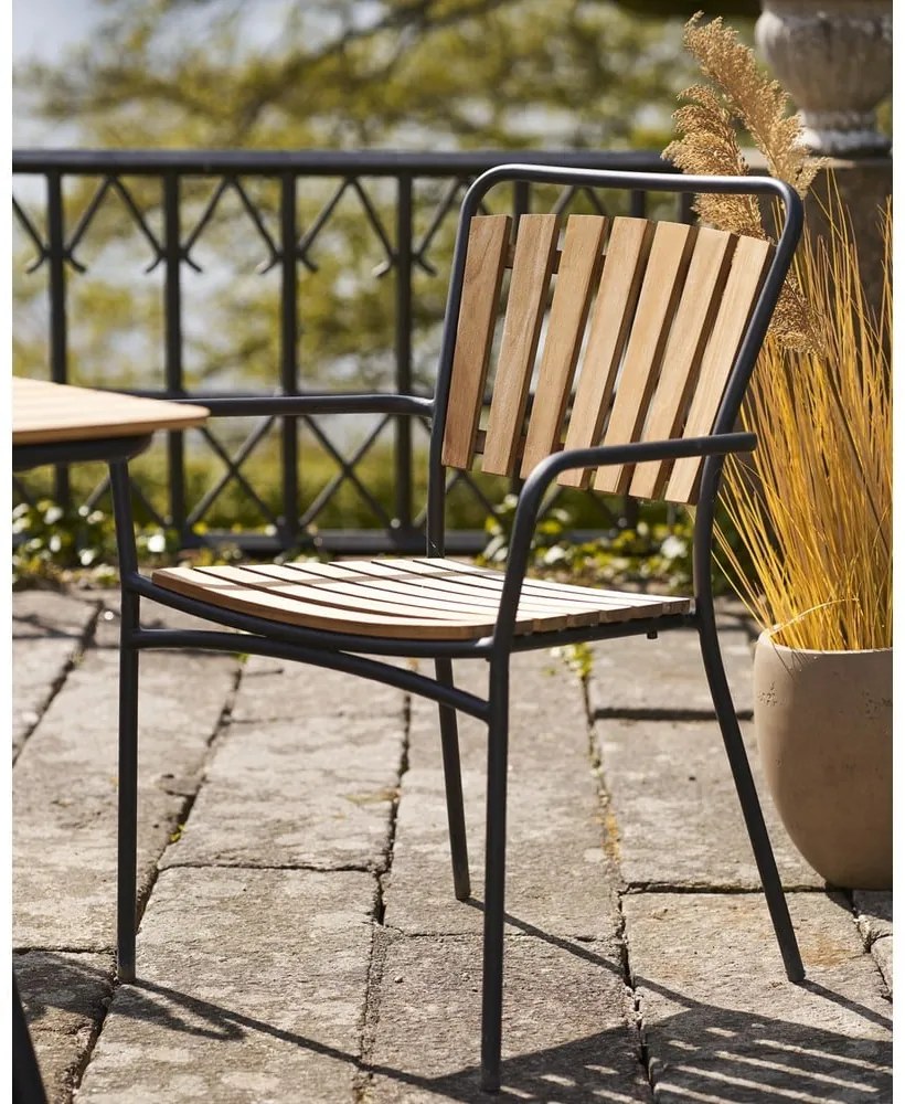 Natúr színű tömörfa-fém kerti szék szett 2 db-os Cleveland – House Nordic