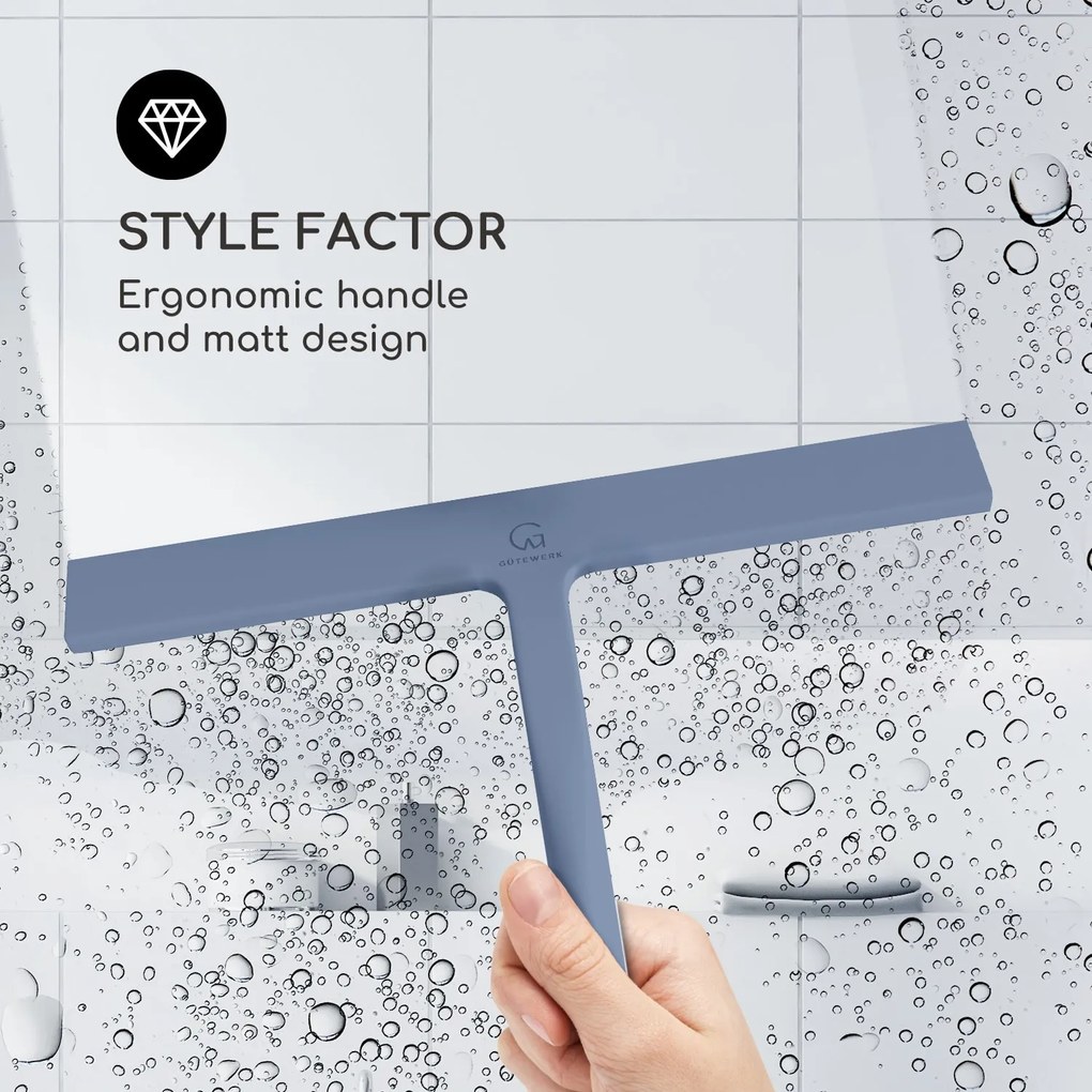 Gütewerk by blumfeldt Blaze, zuhanyzósarok törlő, 28 cm, szilikon borítás, rozsdamentes acél mag, modern design