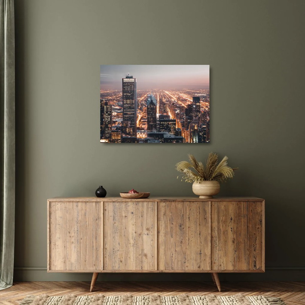 Fényes metropolisz képe (üvegen) (70x50 cm)