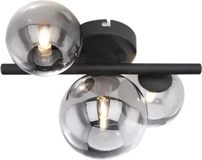 Globo 56133-3W Mennyezeti lámpa fém fekete váz, füstszínű búrával. Búra méretek: 1x12cm, 2x10cm, tartozék: 10676 LED LM, SZxM:210x280, AL:190, tartozék: 3xG9 LED 3,5W 230V, 80lm, 3000K