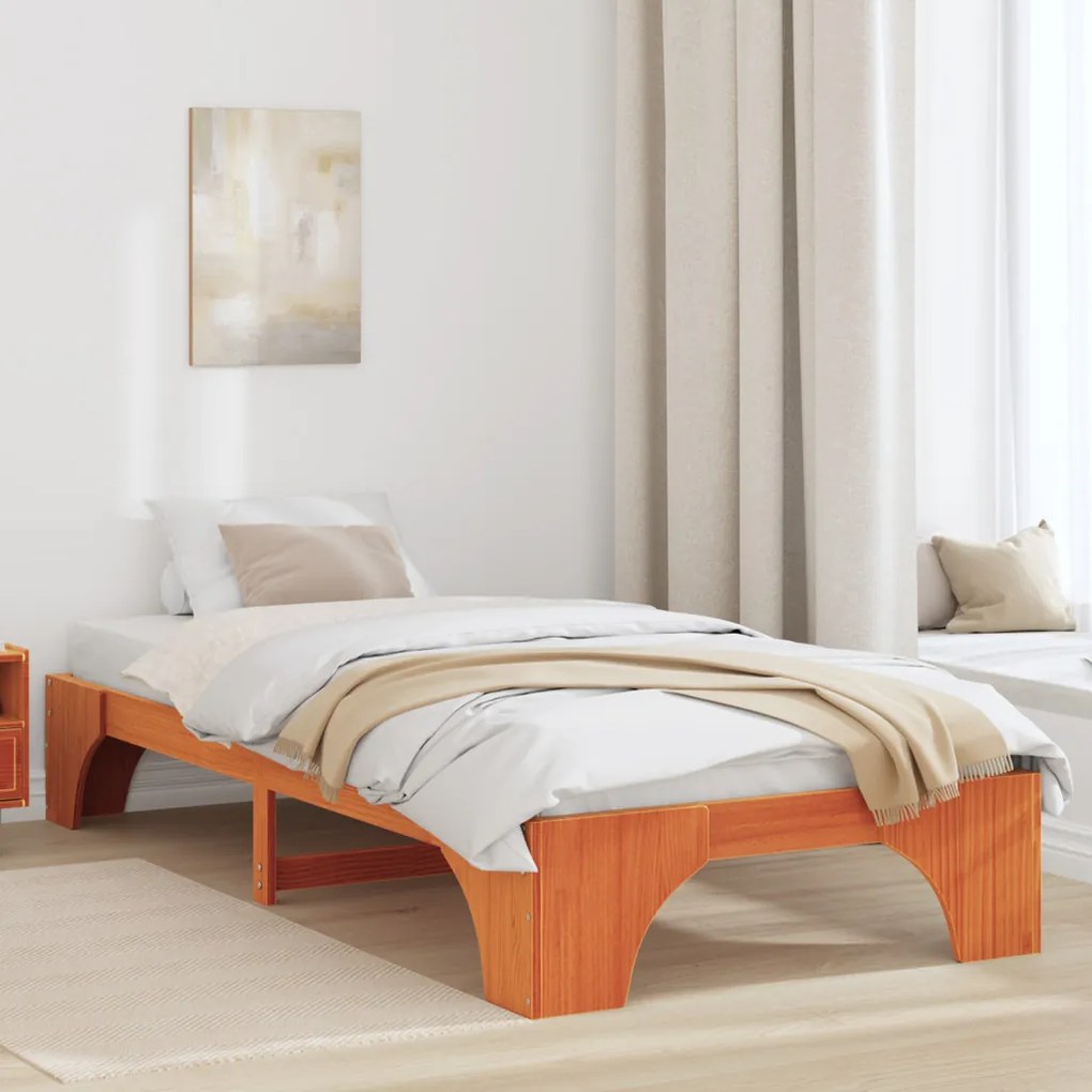 Ágykeret Viasz barna Tömör fa 90 x 200 cm Tartós Négyszögletes
