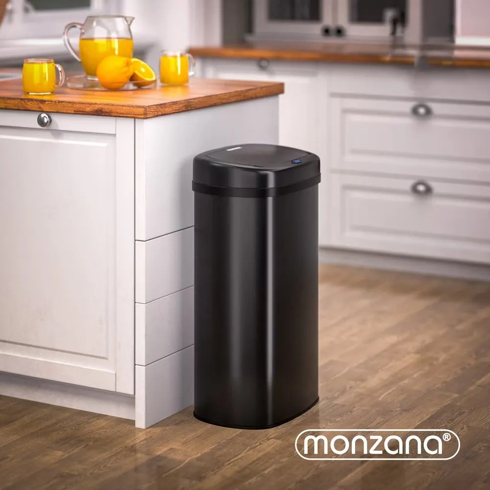 Deuba Érintésmentes, szögletes szemetes USB-vel 50 l - fekete