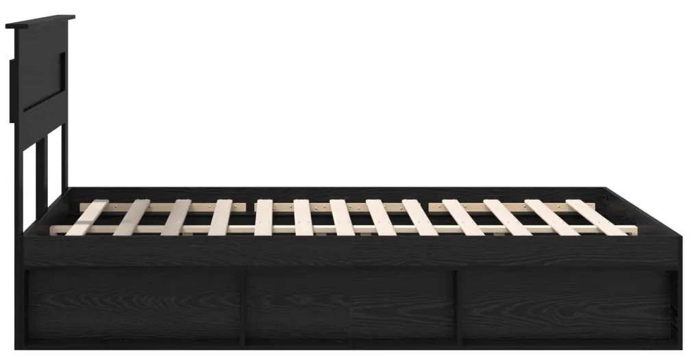 vidaXL Ágykeret matracmal fiókkal Fekete 160 x 200 cm Tömör fenyőfa