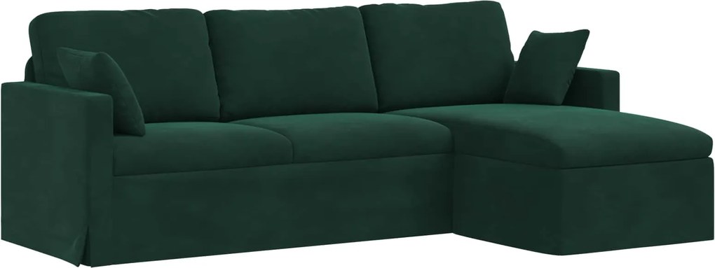 vidaXL Kanapé Sötétzöld 198 x 134 x 80 cm Bársony
