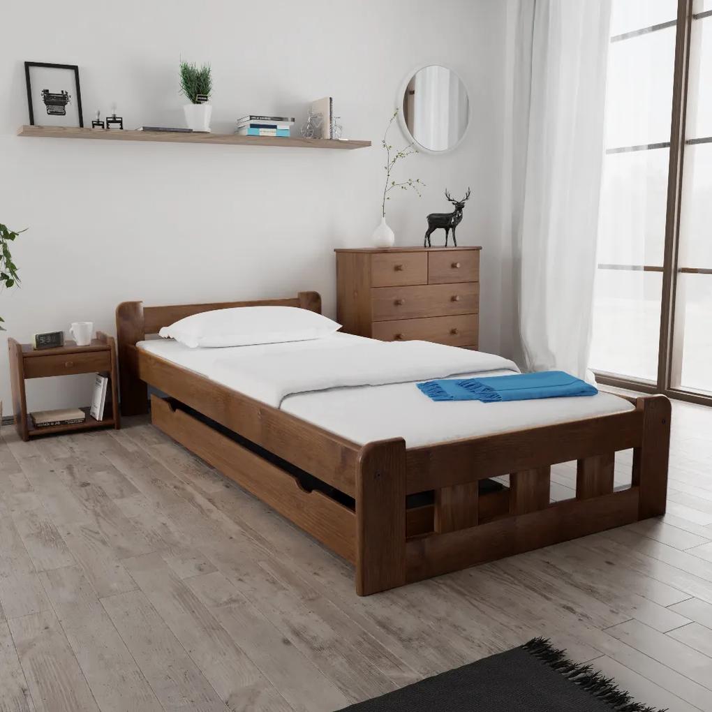 Naomi magasított ágy 120 x 200 cm, tölgyfa Ágyrács: Léces ágyrács, Matrac: Matrac nélkül