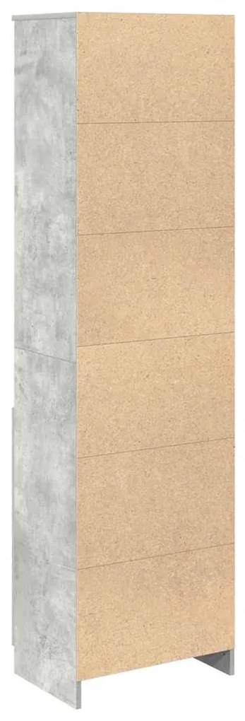 betonszürke szerelt fa magasszekrény 50x35x180 cm