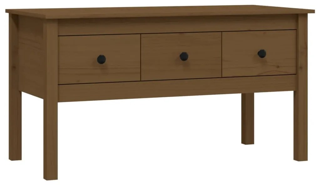 Mézbarna tömör fenyőfa dohányzóasztal 102 x 49 x 55 cm