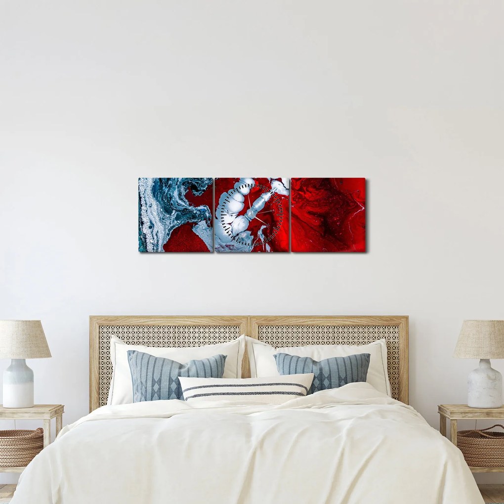 Absztrakt foltok képe (órával) (90x30 cm)