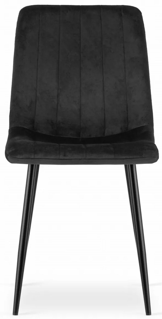 Fekete étkezőszék LAVA bársony fekete lábakkal