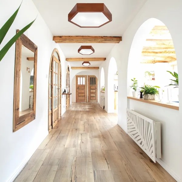 Mennyezeti lámpa HEX 2xE27/60W/230V á. 43 cm fenyő barna