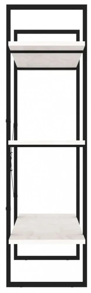 háromszintes fehér tömör fenyőfa könyvszekrény 100x30x105 cm