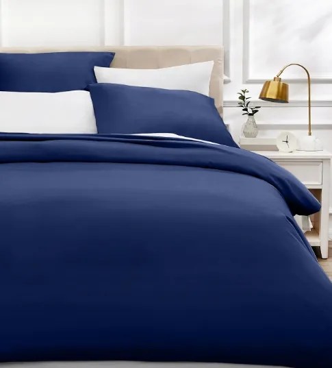 Pamut-szatén ágyneműhuzat 260x240cm sötétkék sima