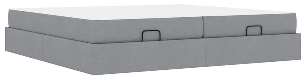 Ágykeret tárolóval Világosszürke 200 x 200 cm szövet