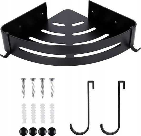 Fürdőszobai sarokpolc loft zuhanyhoz, akasztókkal, fém