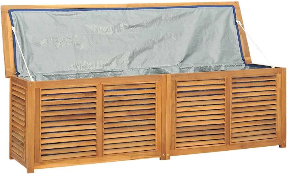 vidaXL tömör tíkfa kerti tárolóláda zsákkal 175 x 50 x 55 cm