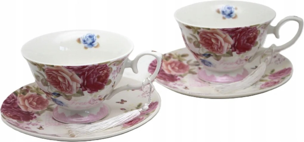 Elegáns porcelán csésze szett virág motívummal 220 ml kávé tea